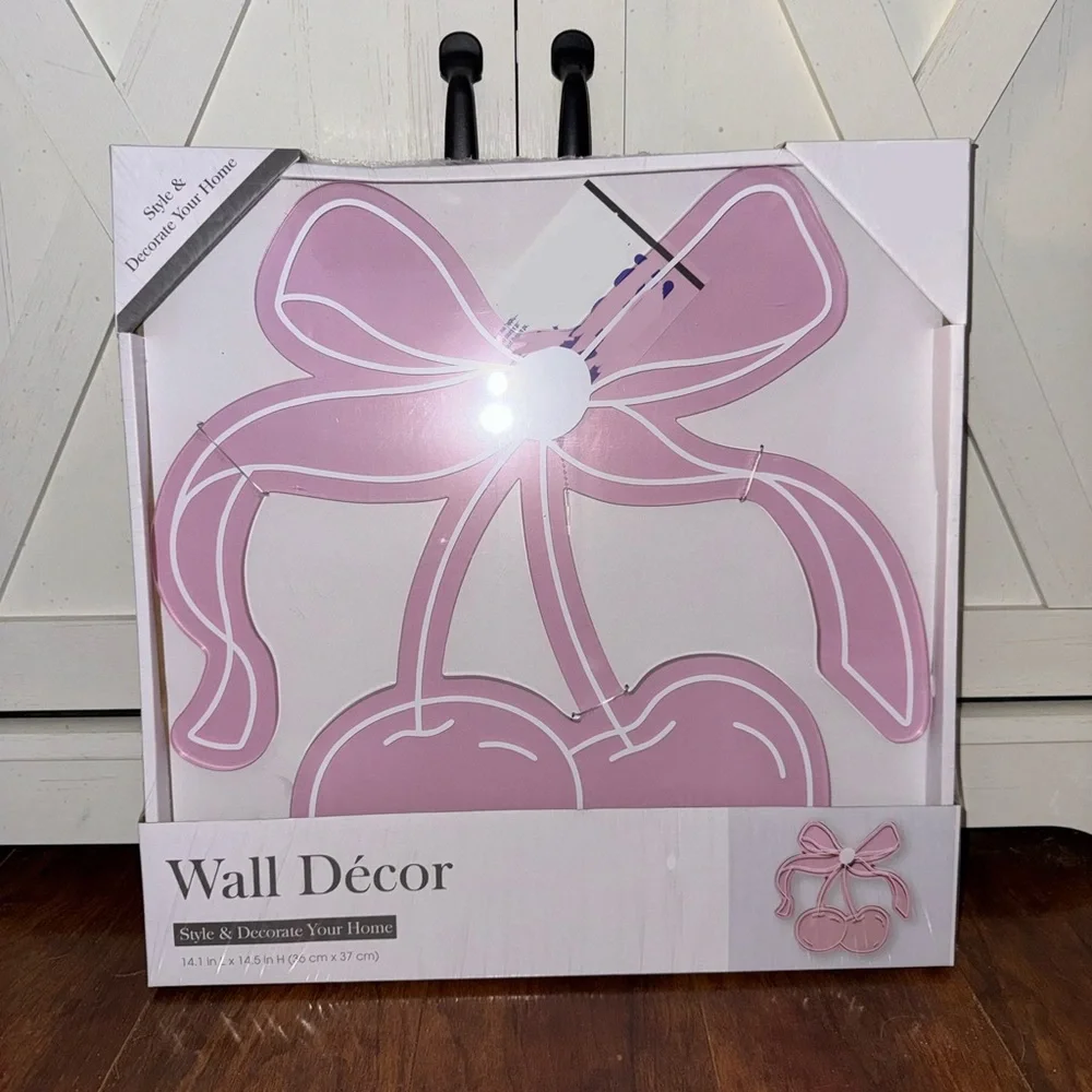 Pink Bow and Cherries Wall Decor